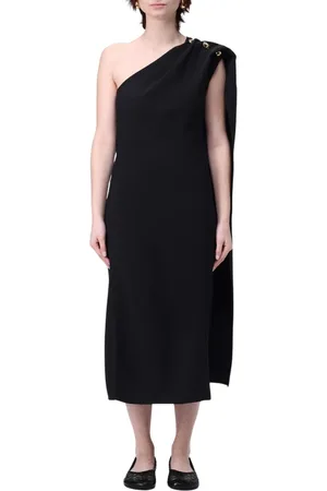 Bottega Veneta Kjole, Dame, Sort, 2XS, Elegant Cape Sleeve Midi Kjole