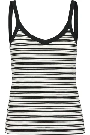 Karen by Simonsen Top, Dame, Flerfarvet, XL, Uld, Stribet Ærmeløs Top Sort