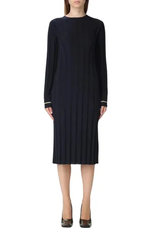 Max Mara Kjole, Dame, Blå, XS, Uld, Blå Ulddragt med Kontrastprofiler