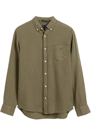 GANT Skjorte, Herre, Grøn, 3XL, Uld, Den afslappede skjorte