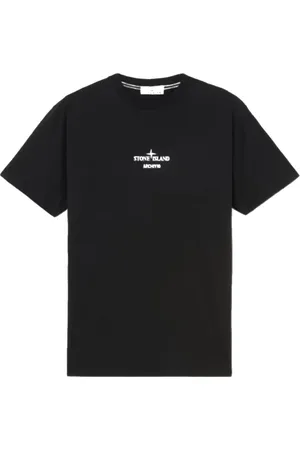 Stone Island Top, Herre, Sort, S, Bomuld, Slim Fit `Archivio` Print T-shirt