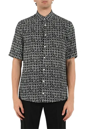 Patrizia Pepe Skjorte, Herre, Sort, 2XL, Løstsiddende mønstret viskose skjorte