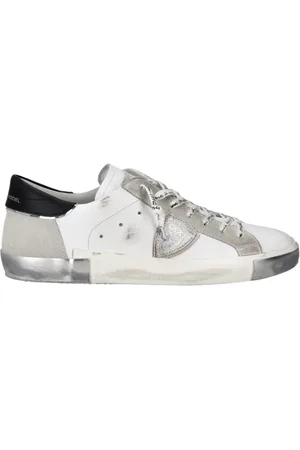 Philippe model Sko, Dame, Hvid, 44 EU, Uld, Hvide Sølv Street Sneakers Prsx