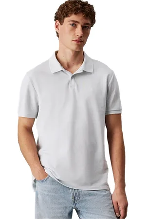 Calvin Klein Top, Herre, Grå, 2XL, Bomuld, Korte ærmer Polo Skjorter i Hvid