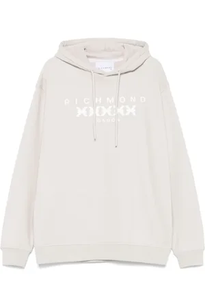 John Richmond Sweathshirts & Hoodies, Herre, Grå, S, Uld, Grå Hættetrøje Langærmet Sweater