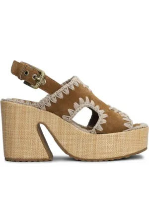 Mou Sko, Dame, Brun, 37 EU, Raffia Platform med Backstrap