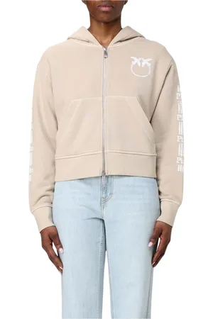 Pinko Sweathshirts & Hoodies, Dame, , M, Bomuld, Grå Logo ZipUp Hoodie Kvinder
