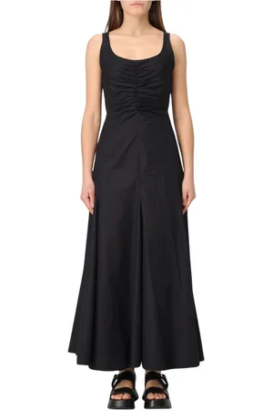 Sportmax Kjole, Dame, Sort, XS, Bomuld, Elegant Sort Maxi Kjole