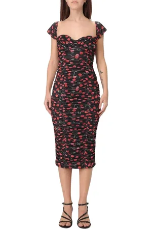 Mar De Margaritas Kjole, Dame, Flerfarvet, L, Kirsebær Print Elegant Midi Kjole