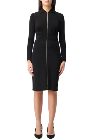 Pinko Kjole, Dame, Sort, 2XS, Elegant Sort ZipFront Mini Kjole