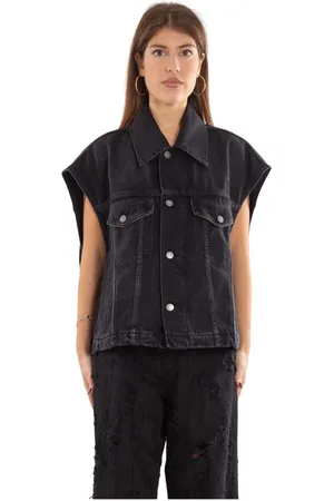haikure Bluser & Skjorter, Dame, Sort, S, Denim, Oversize Denim Vest