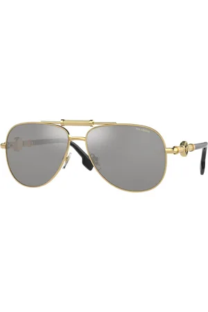VERSACE Tilbehør, unisex, Gul, 59 MM, Uld, Guld/Grå Solbriller