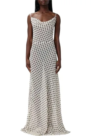 Mar De Margaritas Kjole, Dame, Hvid, XS, Chiffon, Polka Dot Maxi Kjole