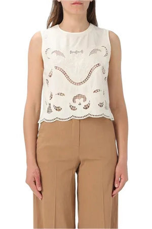 Twin-Set Top, Dame, , 2XL, Bomuld, Øjet Sleeveless Top