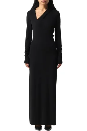 VERSACE Kjole, Dame, Sort, XS, Elegant Sort Jersey V-Neck Kjole