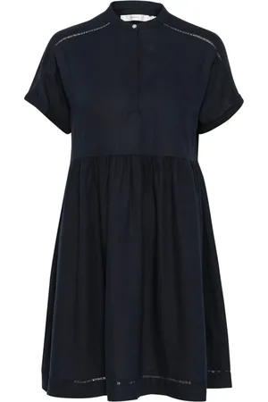 INWEAR Kjole, Dame, Blå, M, Uld, Marineblå Kort Kjole