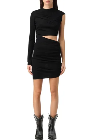 Isabel Marant Kjole, Dame, Sort, XS, Uld, Sort One-Shoulder Uld Mini Kjole