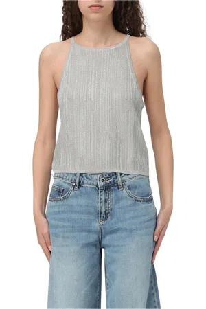 Armani Exchange Top, Dame, Grå, L, Uld, Sølv Striktop
