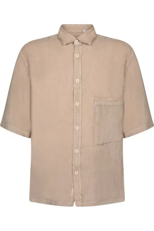 COSTUMEIN Skjorte, Herre, Brun, XL, Linned, Beige Linnedskjorte med Brystlomme