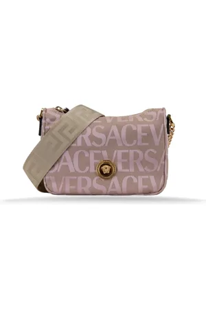 VERSACE Taske, Dame, Lyserød, ONE SIZE, Uld, Kvinders Skuldertaske med Læderkant