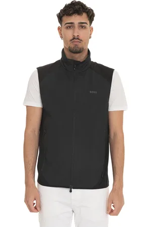 HUGO BOSS Jakke, Herre, Sort, 2XL, Mikro Print Lynlås Vest