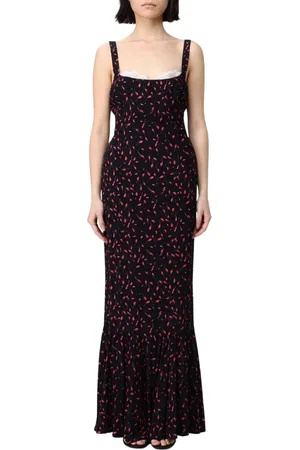Mar De Margaritas Kjole, Dame, Sort, S, Elegant Blomstret Maxi Kjole