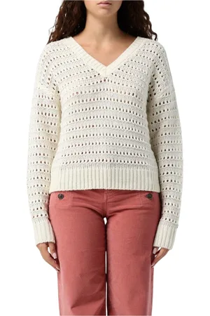 Twin-Set Strik, Dame, Hvid, L, Hvid V-hals sweater