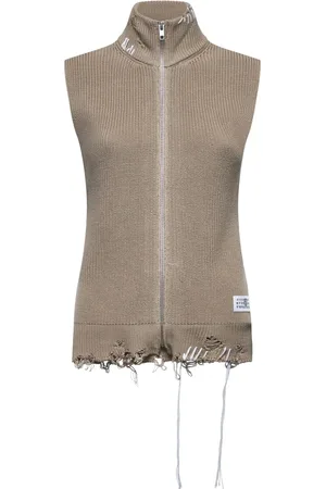 Maison Margiela Strik, Dame, , S, Bomuld, Strikvest med Distressed Effekt