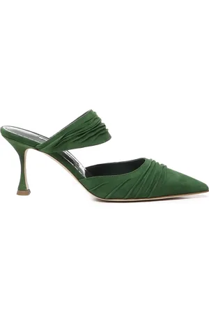 Manolo Blahnik Sko, Dame, Grøn, 37 EU, Grøn Ruskind Draperede Sandaler