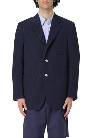Thom Browne Jakke, Herre, Blå, XS, Bomuld, Blå Tekstureret Bomuld Sport Coat