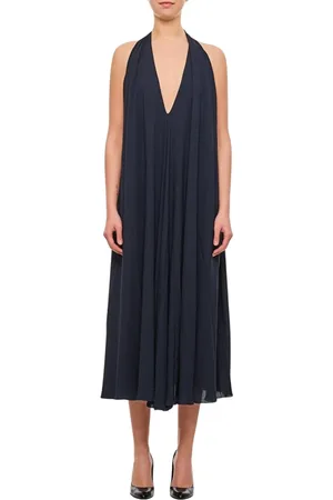 Jacquemus Kjole, Dame, Blå, XS, Blå Halterneck Midi Kjole