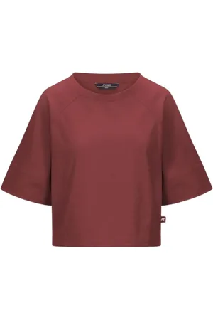 K-Way Top, Dame, Brun, XS, Bomuld, Bred Bådhals Bomuldst-shirt