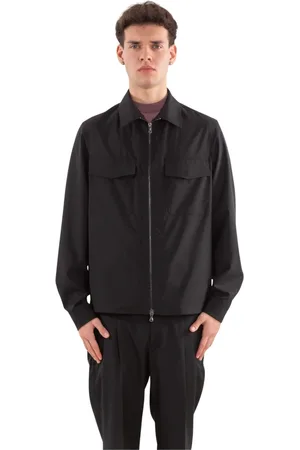Biagio Santaniello Jakke, Herre, Sort, XL, Uld, Uld Zip-Overtrøje i Sort