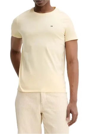 Tommy Hilfiger Top, Herre, , L, Bomuld, Gul kortærmet bomuldst-shirt