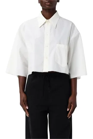 Maison Margiela Bluser & Skjorter, Dame, Hvid, 2XS, Hvid V-Neck Top Elegant Stil