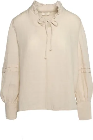 Hest Bluser & Skjorter, Dame, , XL, Linned, Sommer Linnedbluse Elegant V-hals