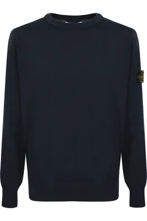 Stone Island Strik, Herre, Blå, S, Bomuld, Blå Bomuld Rundhals Sweater