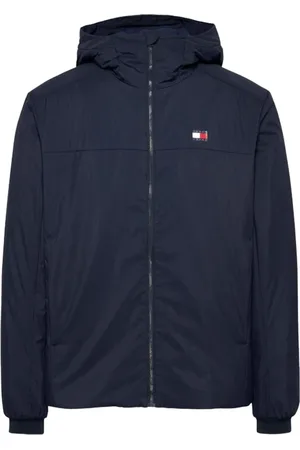 Tommy Hilfiger Jakke, Herre, Blå, 2XL, Blå Hættetrøje - Patchet Logo