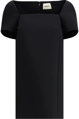 Khaite Kjole, Dame, Sort, XS, Uld, Elegant Off-Shoulder Sheath Kjole
