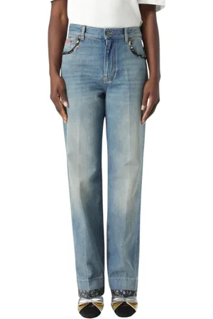 VALENTINO Jeans, Dame, Blå, W27, Bomuld, Blomstret Lomme Jeans Dame Mode