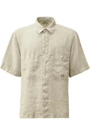 C.P. Company Skjorte, Herre, , L, Linned, Blåræv Linned Boxy Kortærmet Skjorte