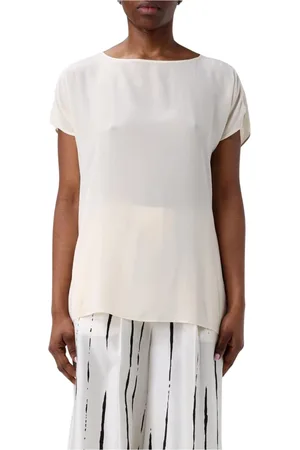 ALYSI Bluser & Skjorter, Dame, Hvid, L, Tyl, Hvid Boat Neck Bluse