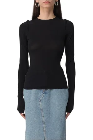 Maison Margiela Top, Dame, Sort, M, Sort tommelfinger Jersey Top