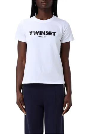 Twin-Set Top, Dame, Hvid, S, Paillet Logo T-shirt Kjole