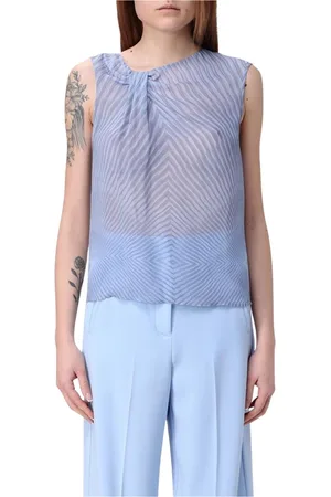 Patrizia Pepe Top, Dame, Blå, S, Uld, Blå Silkebluse Elegant Stil