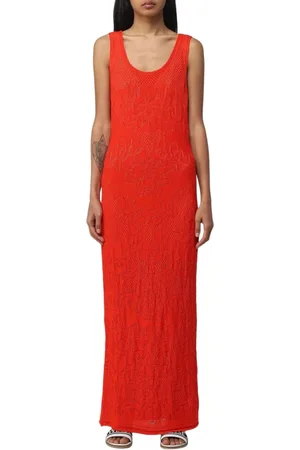 Twin-Set Kjole, Dame, Rød, XS, Uld, Elegant Strik Maxi Kjole