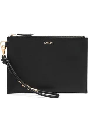 Lanvin Taske, Dame, Sort, ONE SIZE, Læder, Sort Flat Pouch Sekvens