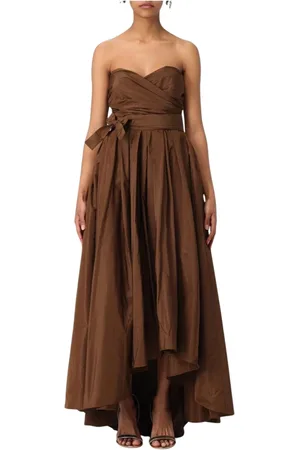 Pinko Kjole, Dame, Brun, S, Elegant Taffeta Wrap Kjole