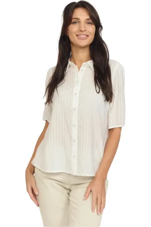 2-Biz Bluser & Skjorter, Dame, , L, Uld, Sky Studs Stribet Skjorte