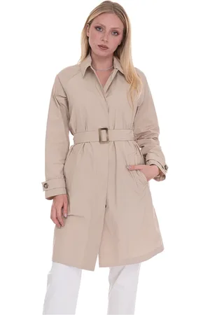 Woolrich Frakke, Dame, , L, Polyester, Trenchcoat med knaplukning og bælte